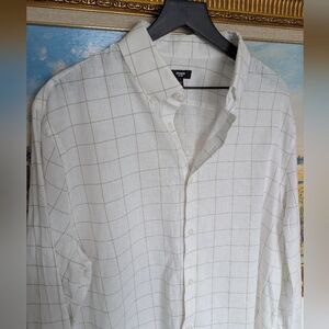 Express Linen White Windowpane Grid Shirt